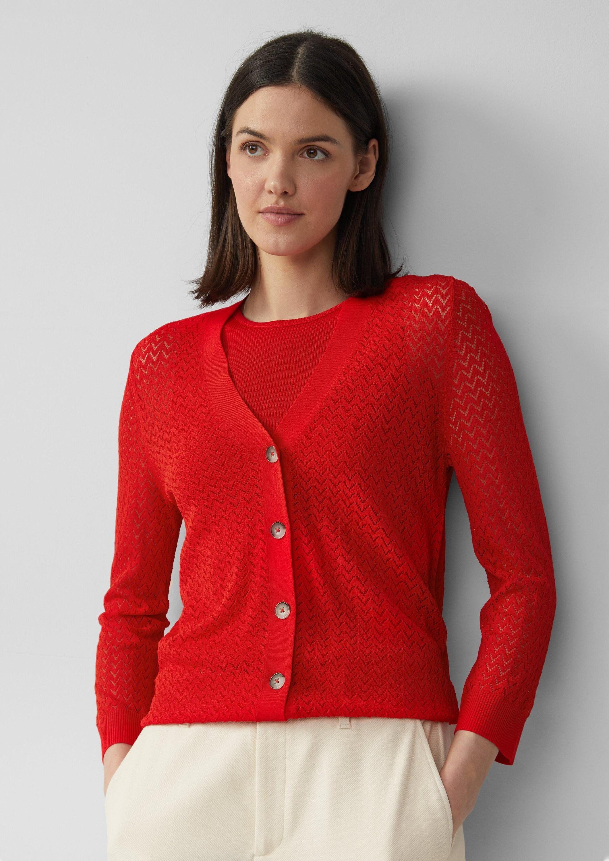 s.Oliver Cardigan Strickjacke Ajour-Strickjacke aus Viskosemix günstig online kaufen