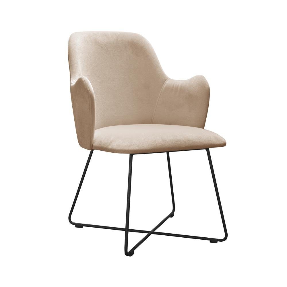 JVmoebel Stuhl, Design Stühle Stuhl Sitz Praxis Ess Zimmer Textil Stoff Polster Warte Kanzlei Beige | Stühle