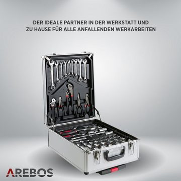Arebos Werkzeugkoffer Werkzeug-Set, Werkzeugkasten 1200 Teile Chrom Vanadium Stahl (Set)