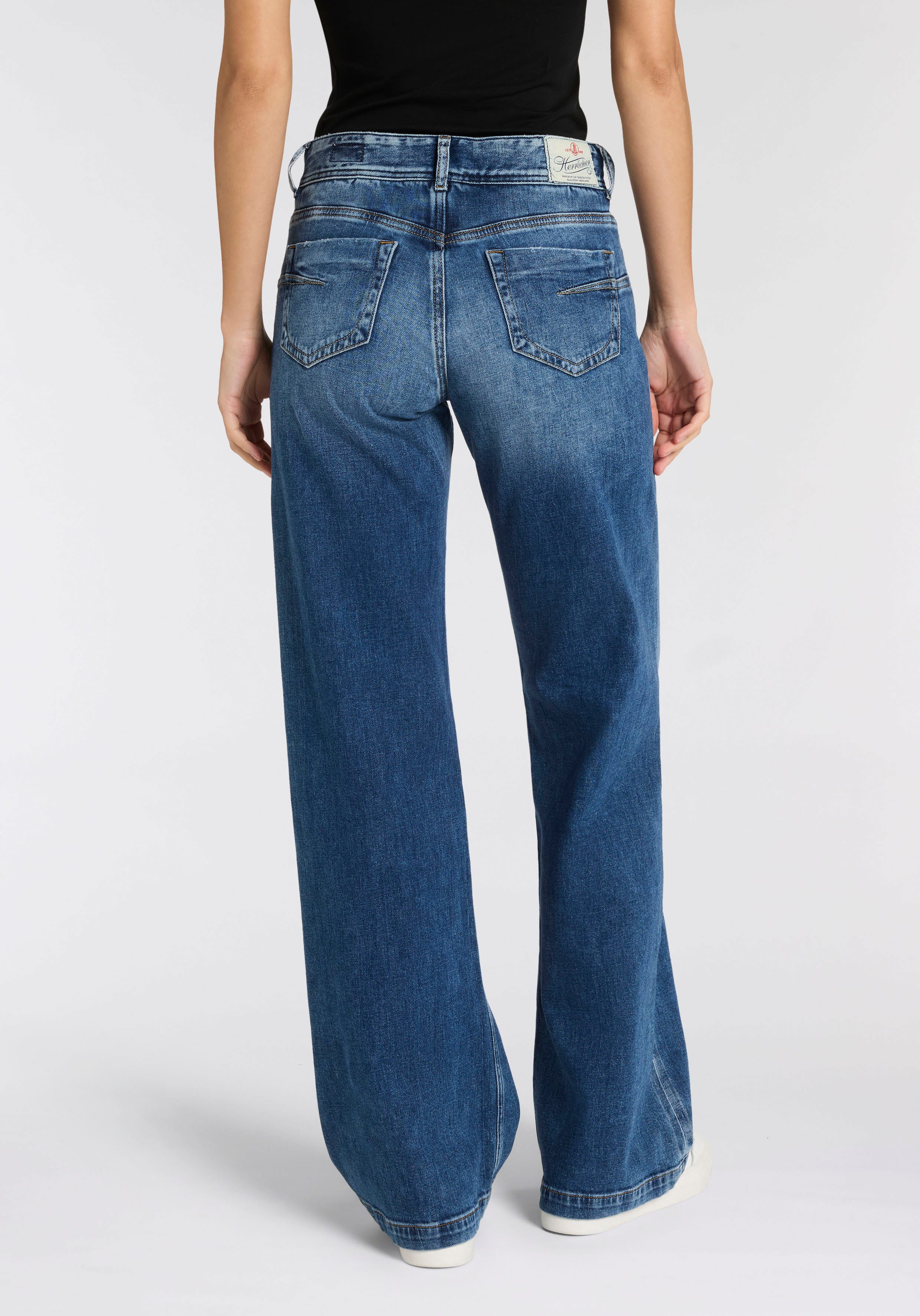 Herrlicher 5-Pocket-Jeans Edna Denim Stretch mit weitem Bein, Flared Fit