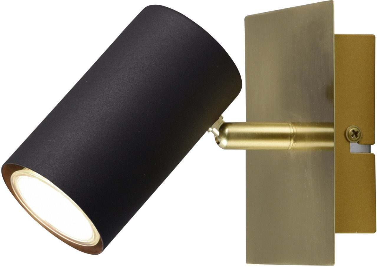 TRIO Leuchten Wandleuchte Trio Leuchten 1er Spot Marley schwarz-matt-messing, Ohne Leuchtmittel, Nicht dimmbar nicht Smart Home-fähig ohne Bewegungsmelder