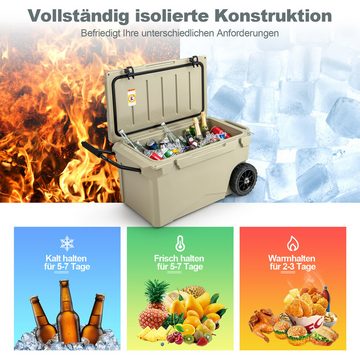 KOMFOTTEU Thermobehälter, 71L Kühlbox, Isolierbox tragbar mit Griff, Rollen & Flaschenöffner