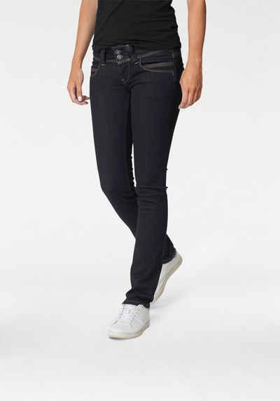 Pepe Jeans Gerade Jeans »VENUS« Straight Passform mit niedrigem Doppel-Knopf-Bund und doppelter Gesäßtasche in tollem Komfort Stretch Denim