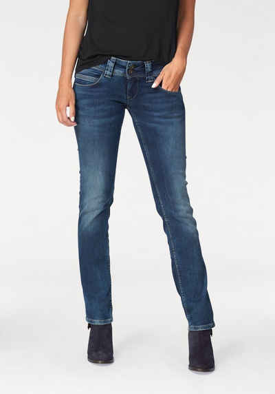 Pepe Jeans Gerade Jeans »VENUS« Straight Passform mit niedrigem Doppel-Knopf-Bund und doppelter Gesäßtasche in tollem Komfort Stretch Denim