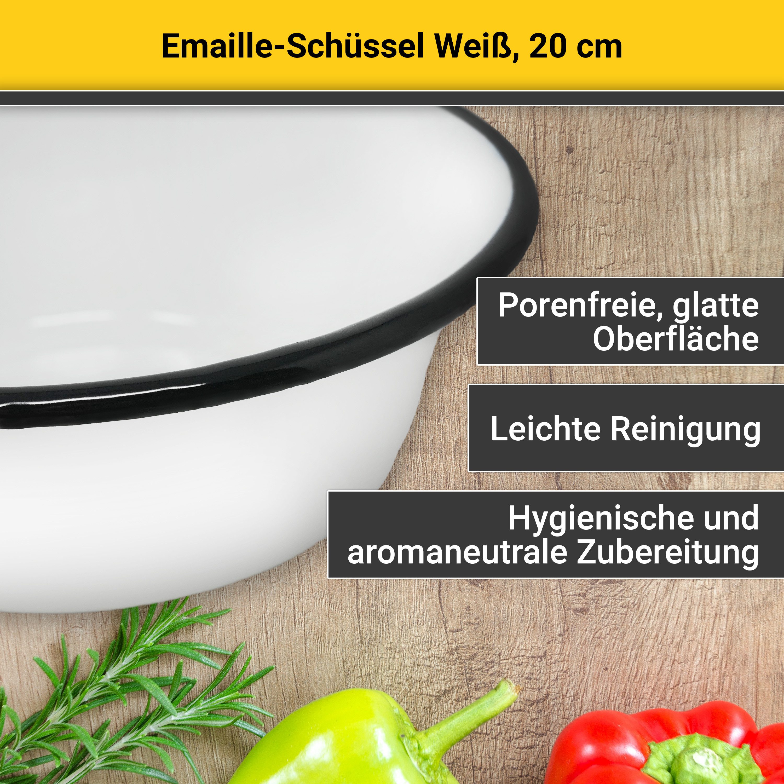 Krüger Schüssel Emaille-Schüssel, Emaille, (1-tlg), emailliert, geruchsneutral, geschmacksneutral, kratzfest, schnittfest