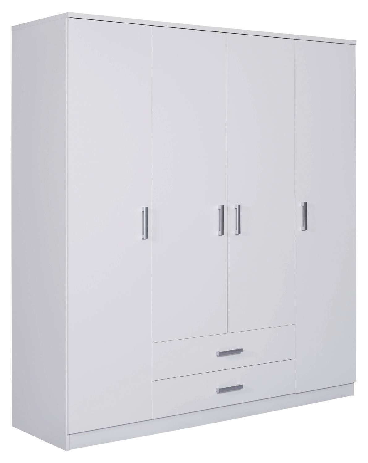 Kleiderschrank RANYA, Weiß matt, 4 Türen, 2 Schubladen