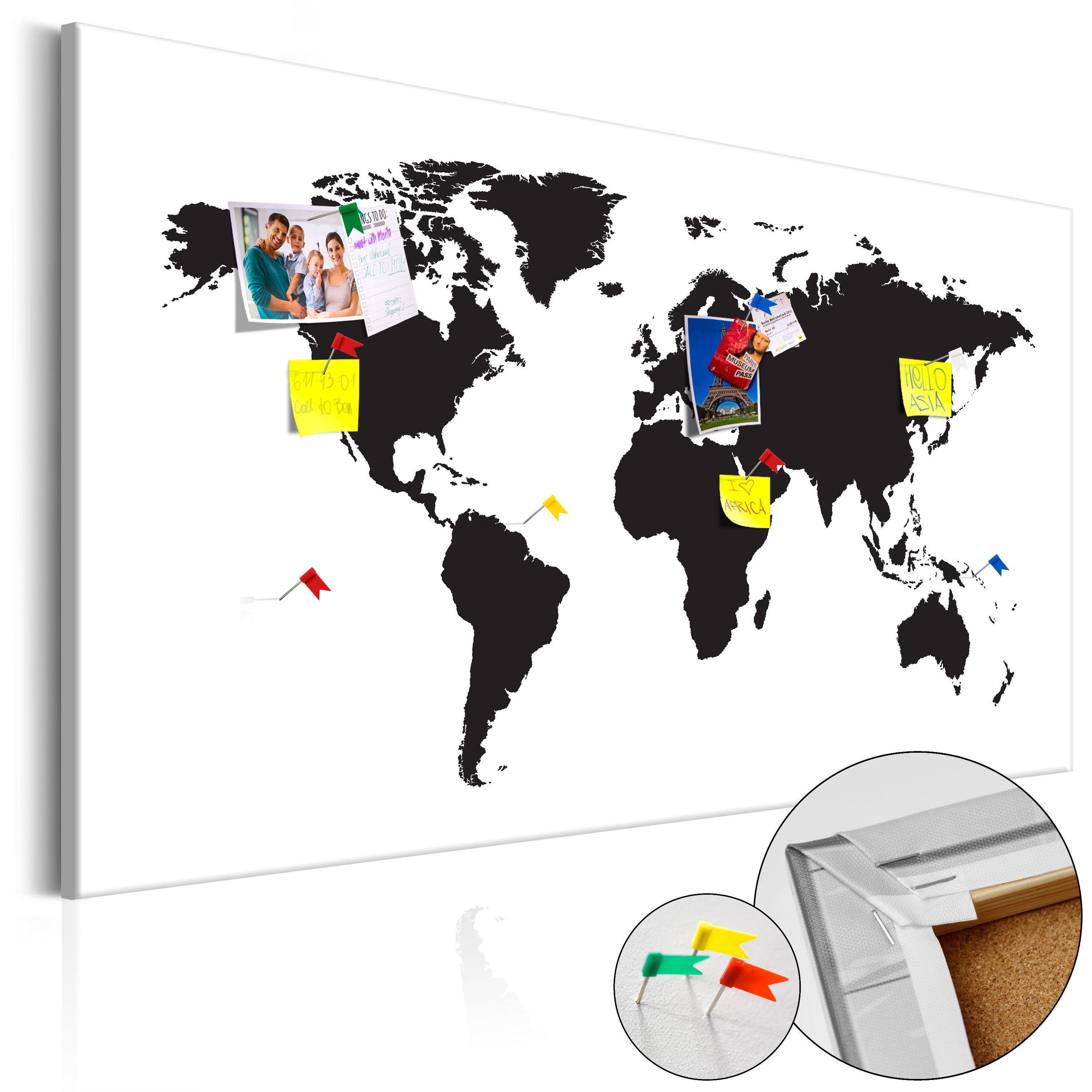 Artgeist Pinnwand World Map: Black & White Elegance [Cork Map]