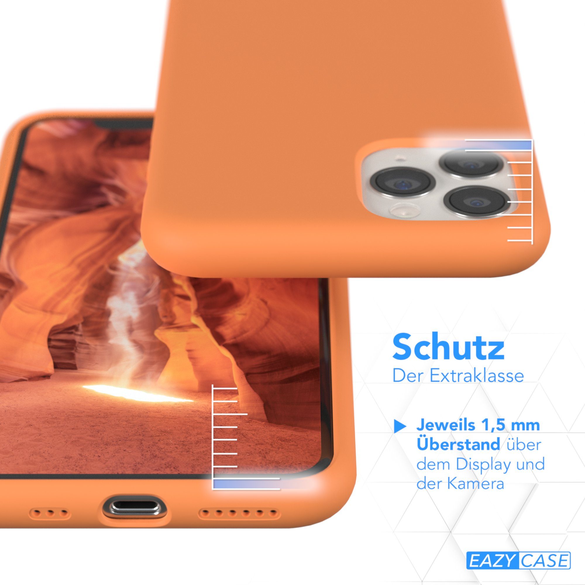 EAZY CASE Handyhülle Premium Silikon Case für Apple iPhone 11 Pro 5,8 Zoll, Case stoßfest Smart Slimcover mit Displayschutz Back Cover Etui Orange