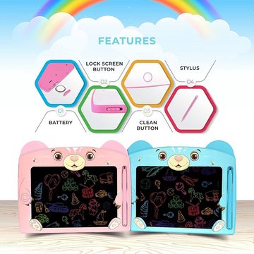 Wiztex Tablett Rosa 12 Zoll LCD löschbares farbiges Zeichenblock Lernen für Kinder