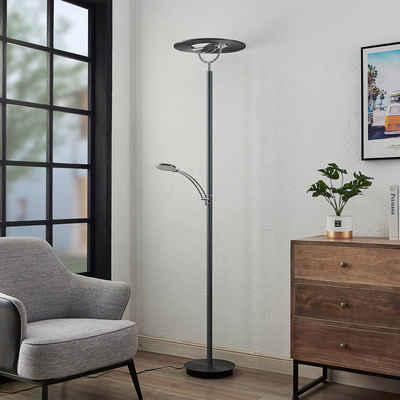 Lucande LED Stehlampe Journi, dimmbar, Leuchtmittel nicht inklusive, Farbwechsel warmweiß / tageslicht, Modern, Aluminium, Eisen, anthrazit, chrom, 2 flammig, inkl.