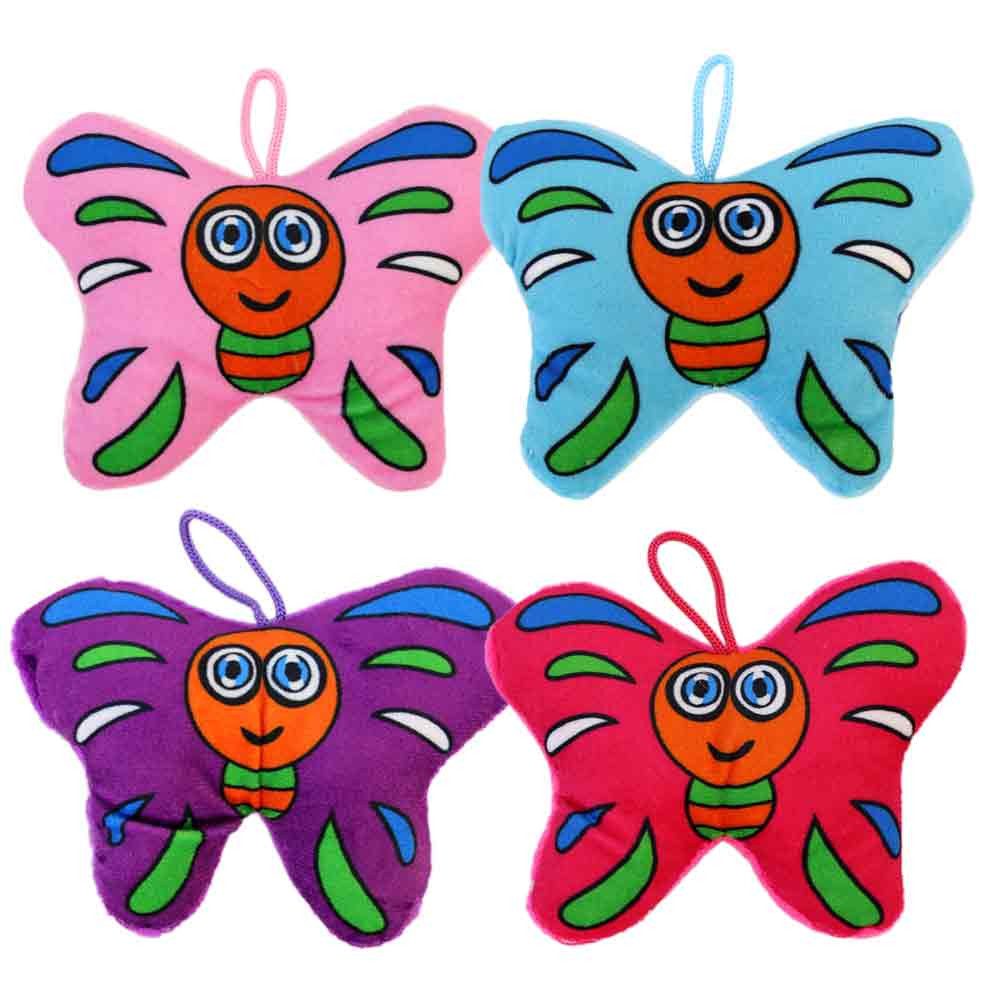 LG-Imports Dekokissen 4 Stück Schmetterling Plüsch Mini Kissen mit Schlaufe - ca. 12 cm