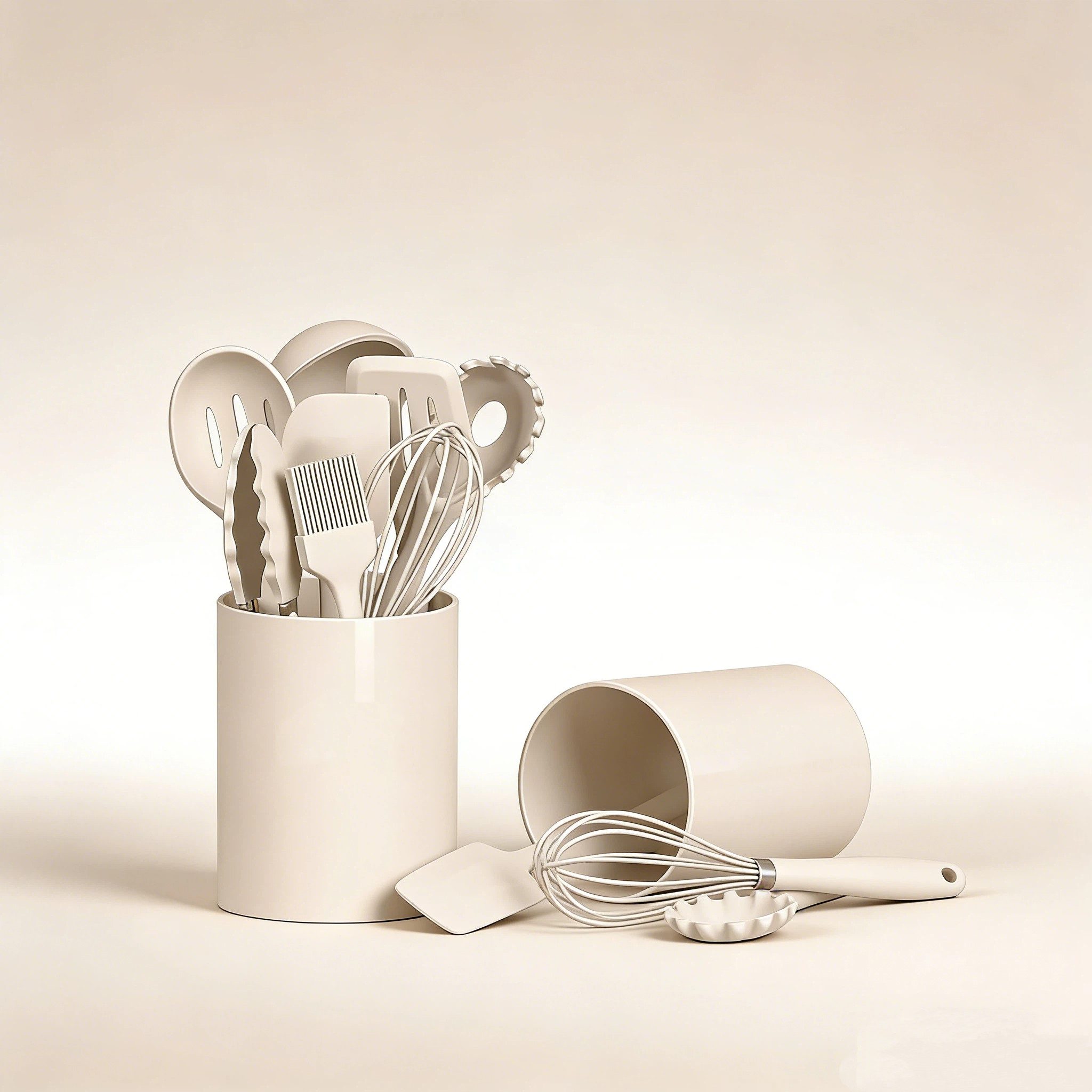 OKWISH Kochbesteck-Set 12er Küchenhelfer Set Kochgeschirr Küchenutensilien (Gesund Silikon Kochset Antihaft Hitzebeständig mit Utensilienhalter, 12-tlg., Silikon, einteilig, Kochutensilien, Silikonspatel, Utensilien-Set), Kochzubehör für kochen und backen
