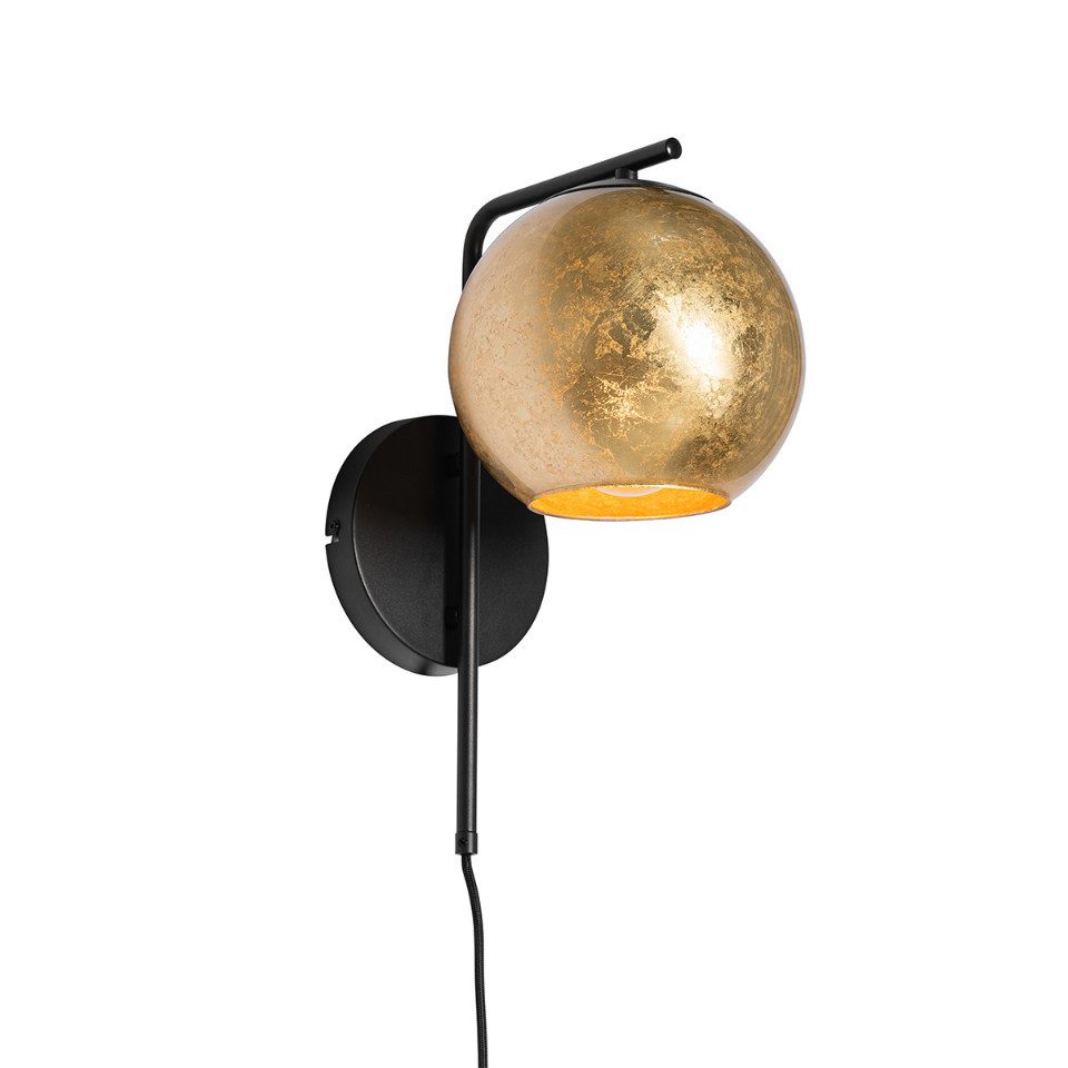 Qazqa Wandleuchte Bert, ohne Leuchtmittel, Warmweiß, QAZQA Wand­leuchte, e27, Gold, Glas, Design