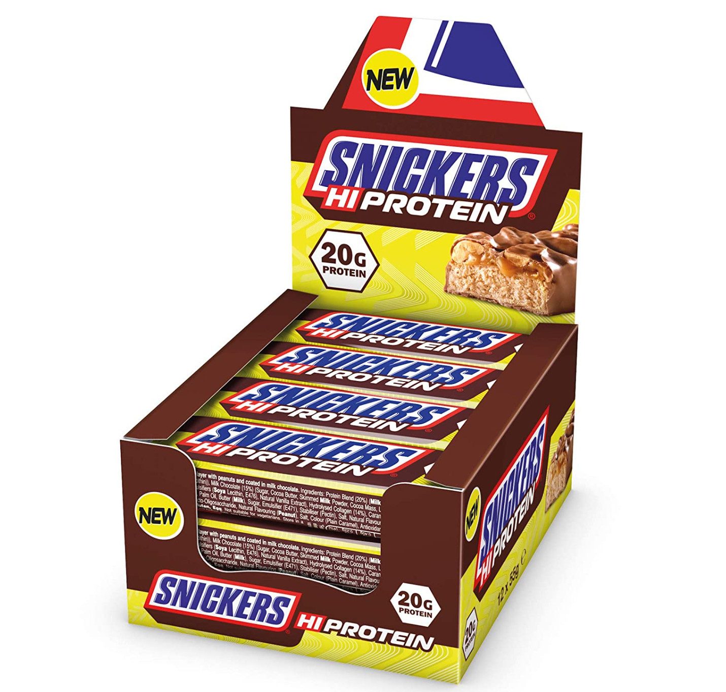 Mars GmbH Snickers Protein Riegel Box (12x55g) Proteinriegel Bar Riegel, 12 er Box (12x55g) à 12 St., 660 g, hoher Proteingehalt