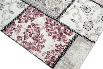 Teppich Designer Teppich Patchwork Vintage Wohnzimmerteppich multicolor lila rosa grau, Carpetia, rechteckig, Höhe: 11 mm