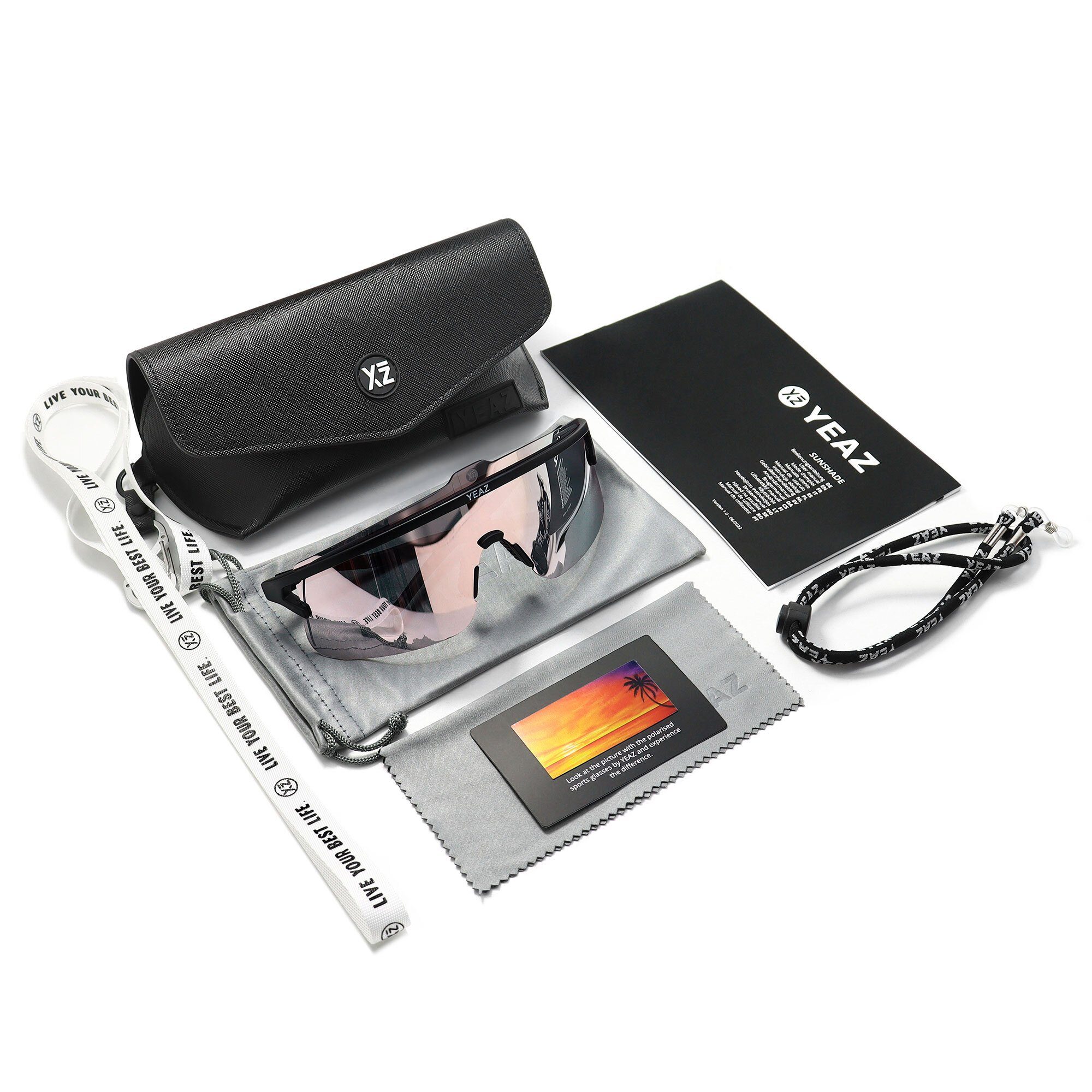 Style perfekte Erlebe Komfort SUNSHADE Sportbrille black/silver, und Schwarz/Roségold Sicht, YEAZ sport-sonnenbrille