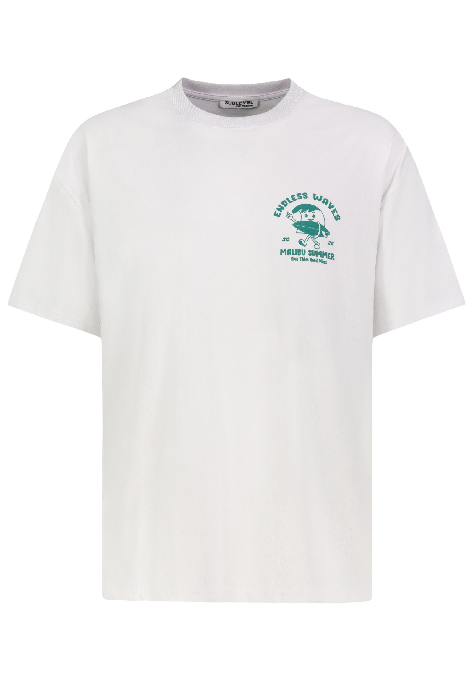 SUBLEVEL T-Shirt Herren T-Shirt Relaxed Fit mit Surfer-Prints Baumwollshirt, verschiedene Drucke auf Vorder- und Rückseite