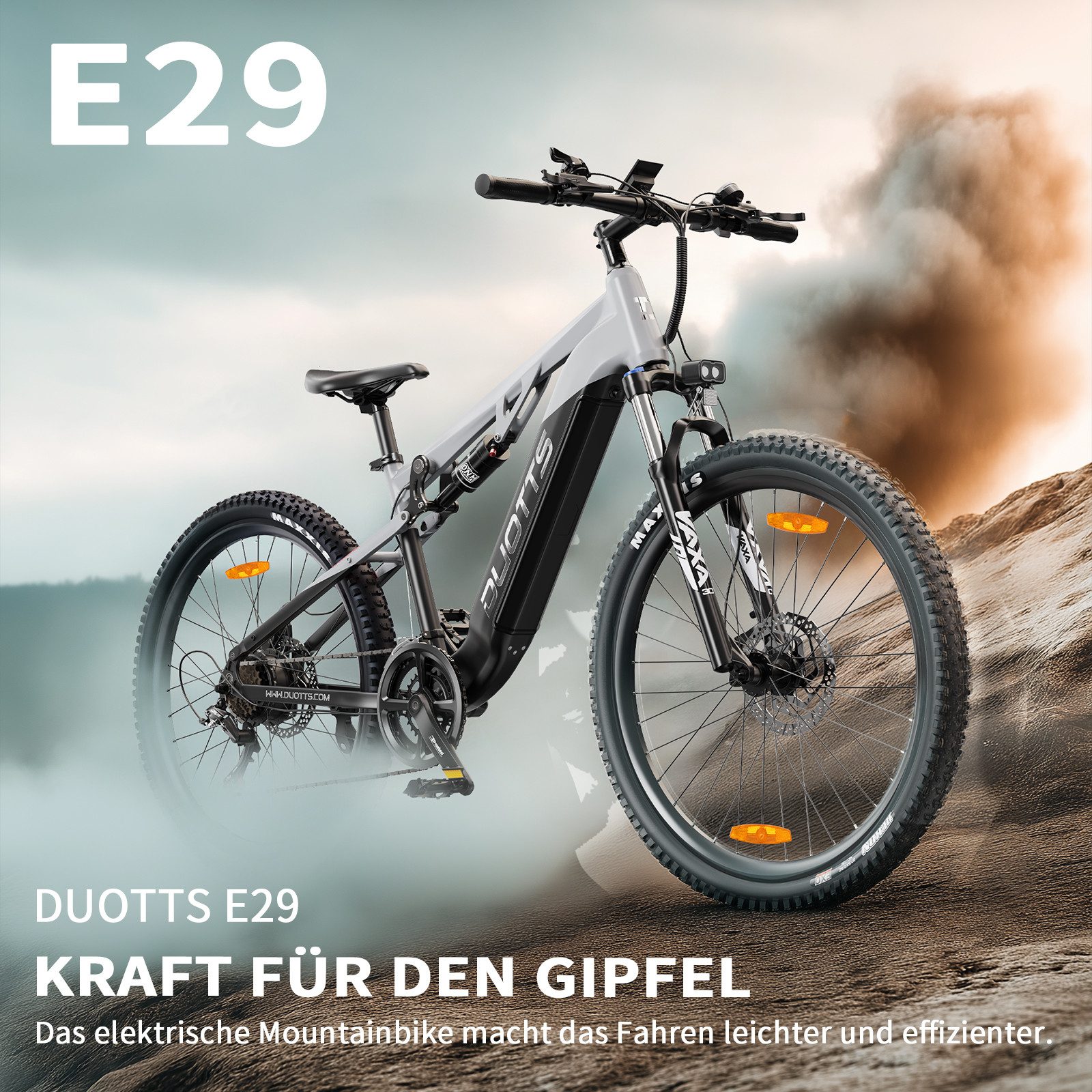 DUOTTS E-Bike Mountain Bike E29 Men's Electric Bicycle 648Wh 27.5 inch Women's 48V 13.5AH 50Nm, 14-speed Shimano Shimano derailleur, derailleur gears, rear motor, 648 Wh, IPX4, max. incline 20–30°, max. load 150 kg