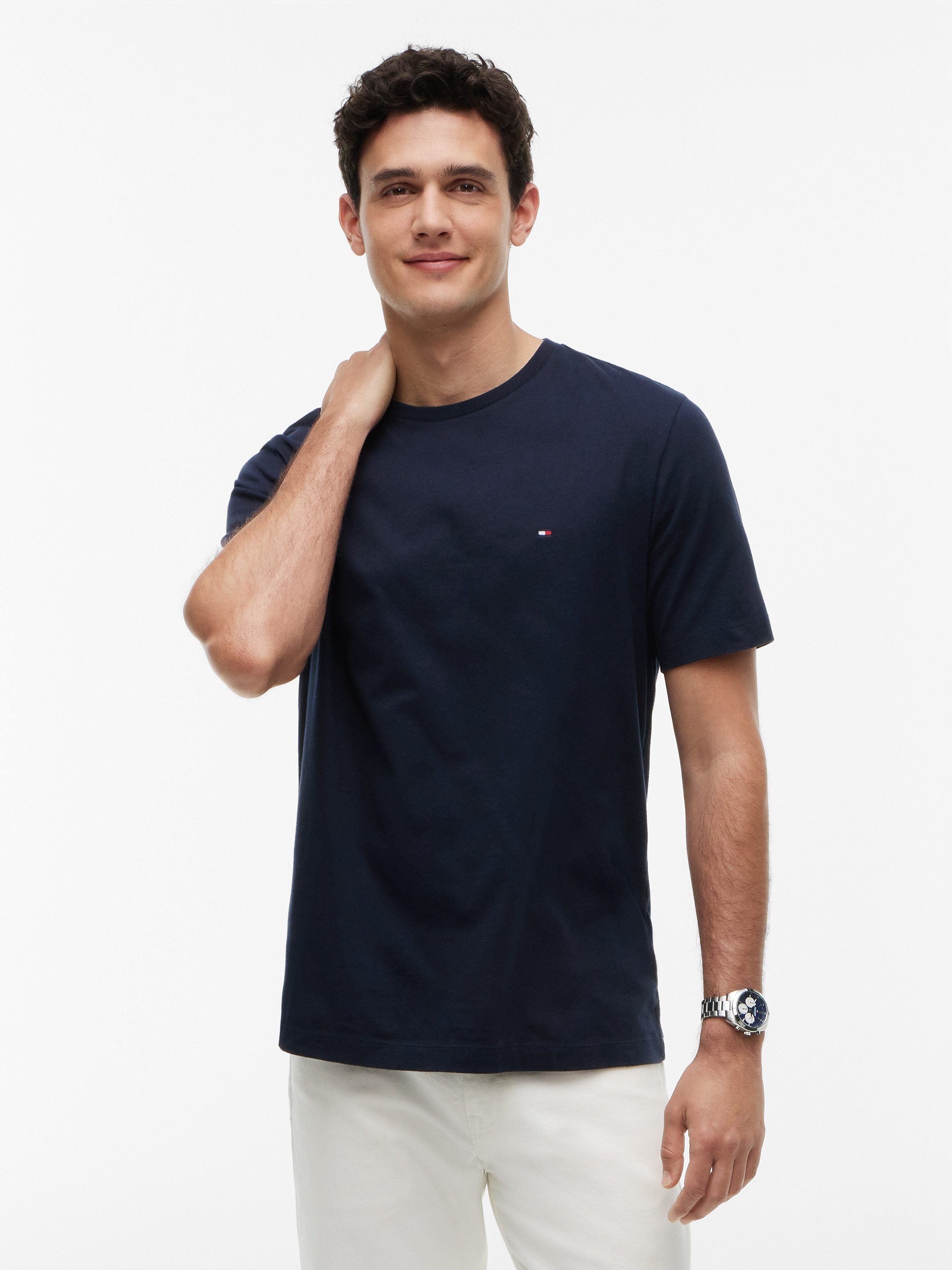 Tommy Hilfiger T-Shirt ESSENTIAL REGULAR FIT SOLID mit Stickerei unifarben, casual, Baumwolle, Rundhals