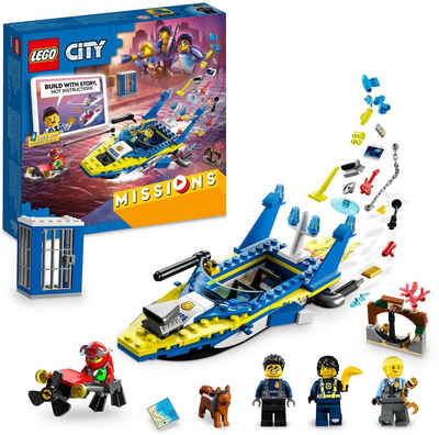 LEGO® Konstruktionsspielsteine »Detektivmissionen der Wasserpolizei (60355), LEGO® City«, (278 St), Made in Europe
