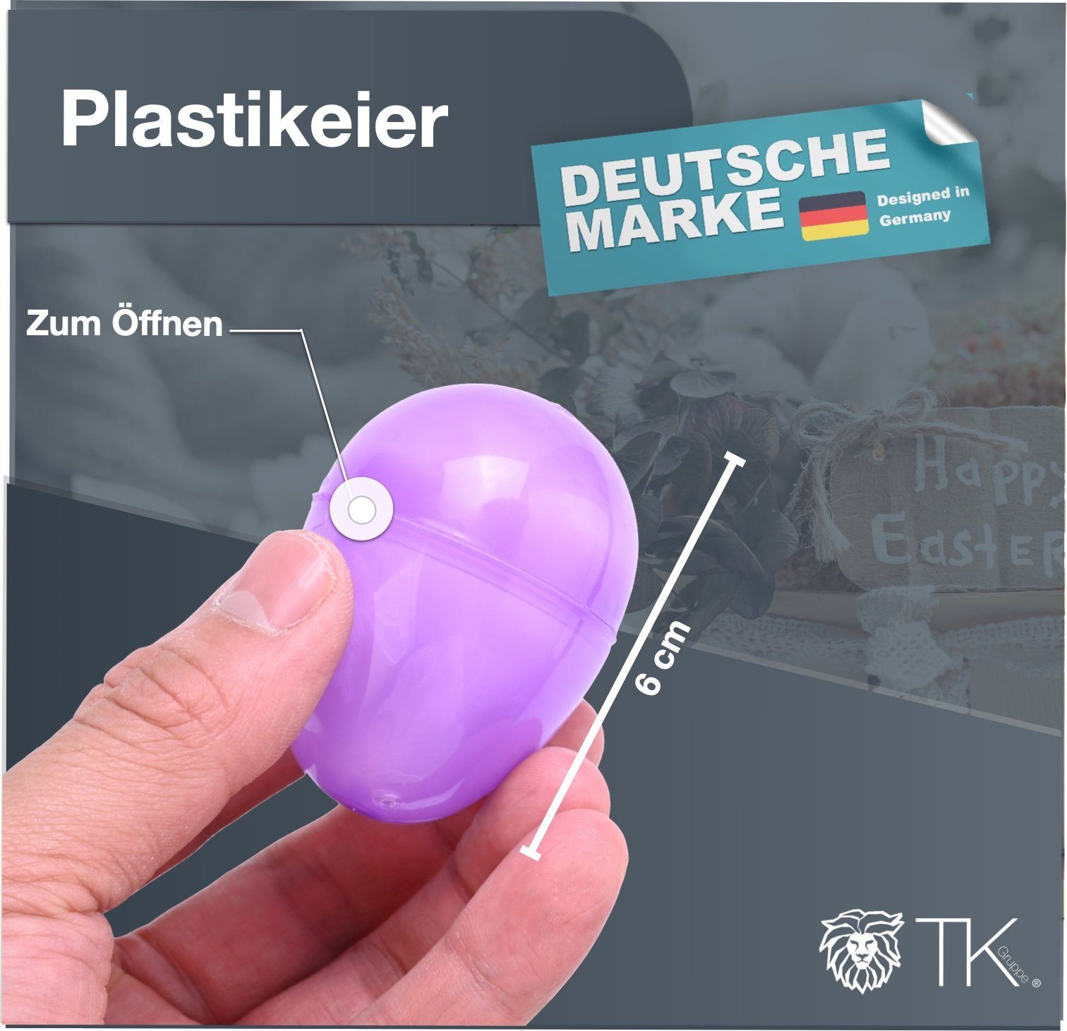 TK Gruppe Osterei 12x Plastikeier Überraschungseier St) Ostereier Kunststoffeier (12