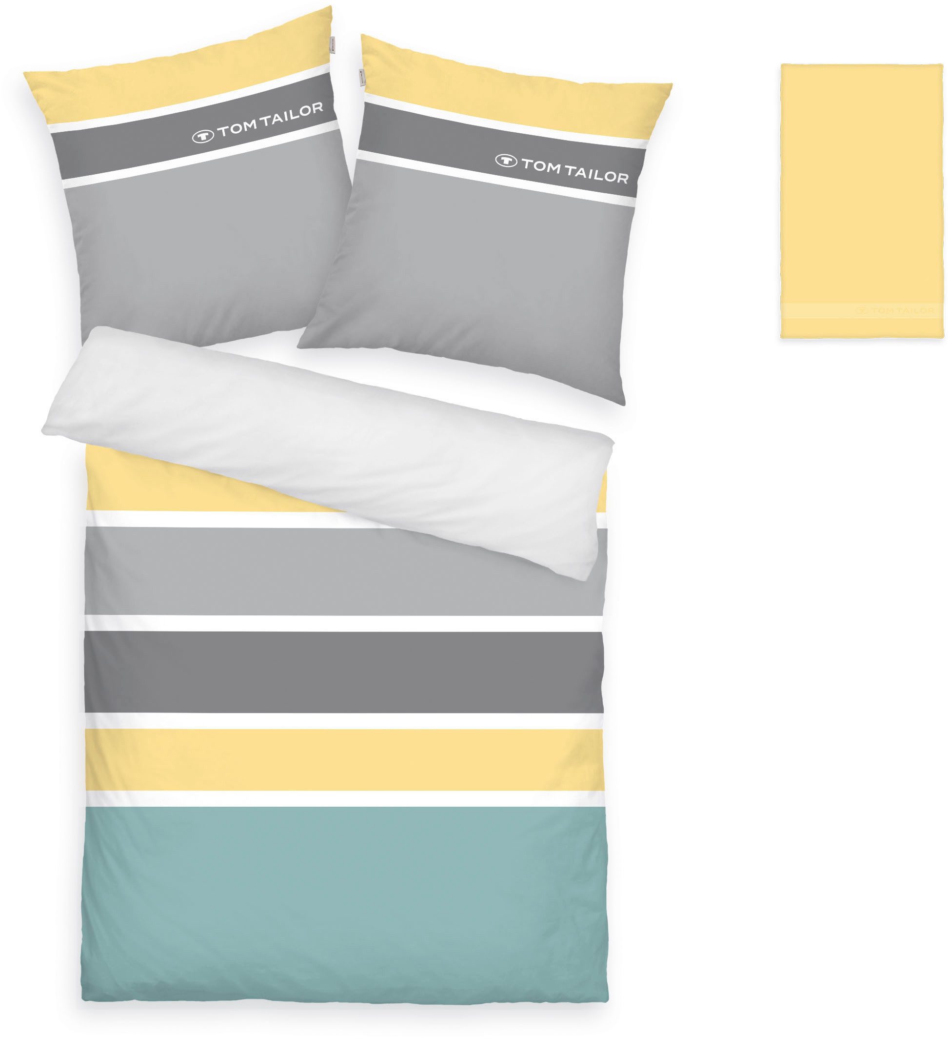 TOM TAILOR HOME Bettwäsche Felix in Gr. 135x200 oder 155x220 cm, Renforcé, 3 teilig, mit GRATIS-Zugabe: Gästehandtuch (100% Baumwolle), mit Reißverschluss
