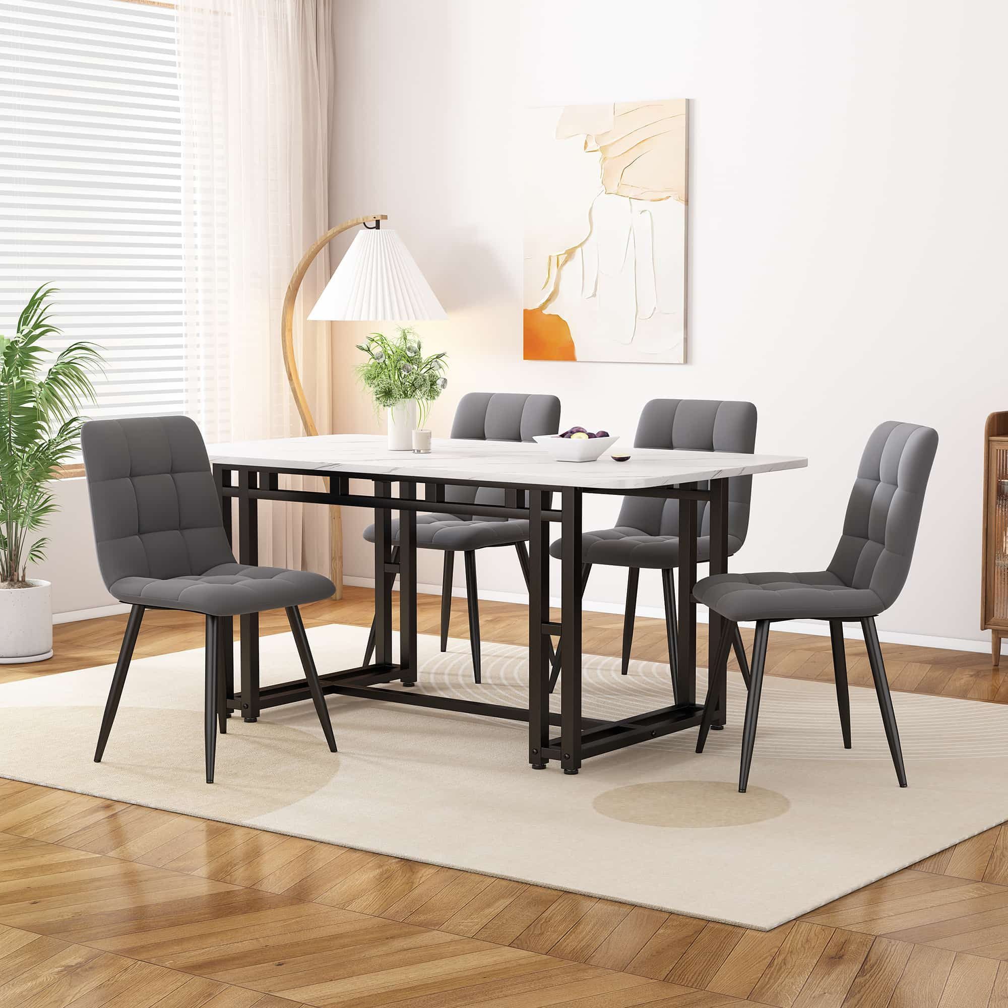 BBWL Esstisch 120x70 cm mit Metallbeinen, rechteckiger Küchentisch (mit MDF-Tischplatte, leichter Luxusstil für Esszimmer & Wohnzimmer, stilvolles Design)