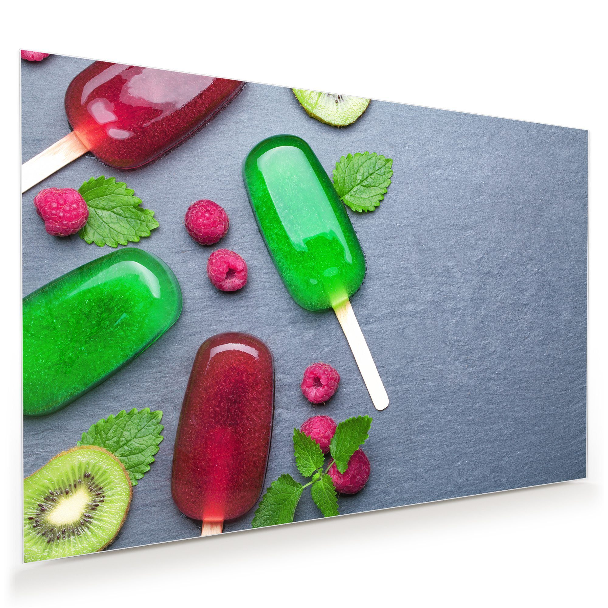 Primedeco Glasbild Wandbild Fruchteis mit Aufhängung, Süsses