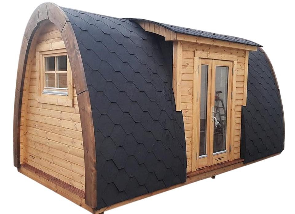 JVmoebel Gartenhaus Holzhütte im skandinavischen Design in Braun für entspannte Tage, (Camping Haus), Made in Europe
