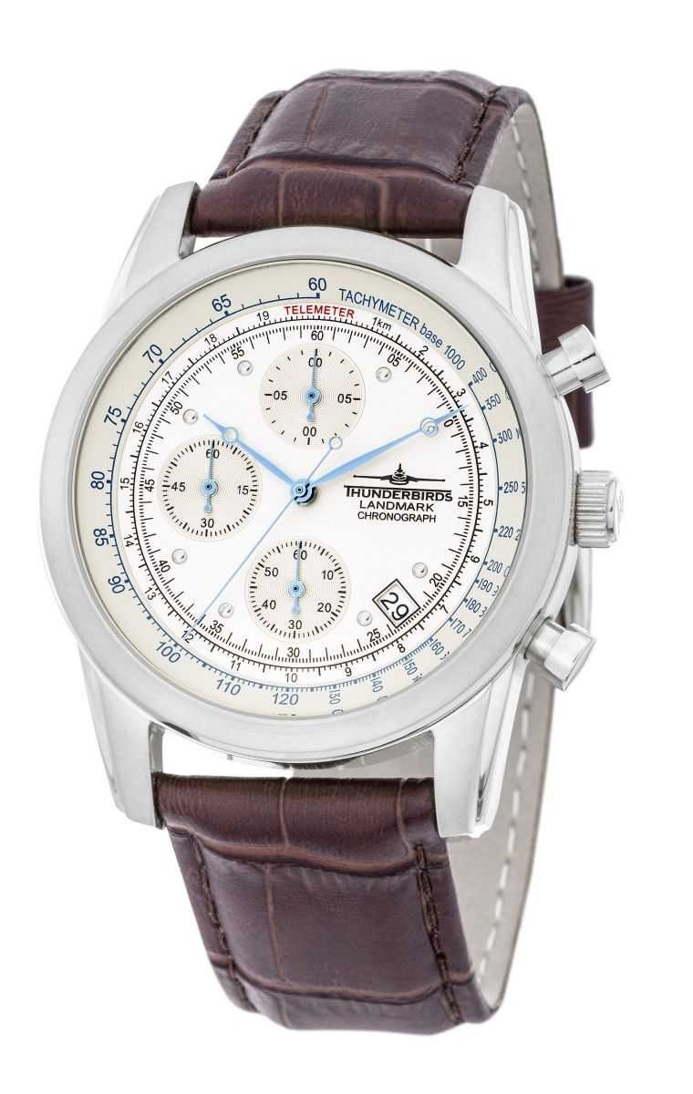 Thunderbirds Chronograph Landmark Fliegeruhr TB1001-01 – Herrenuhr mit Lederband