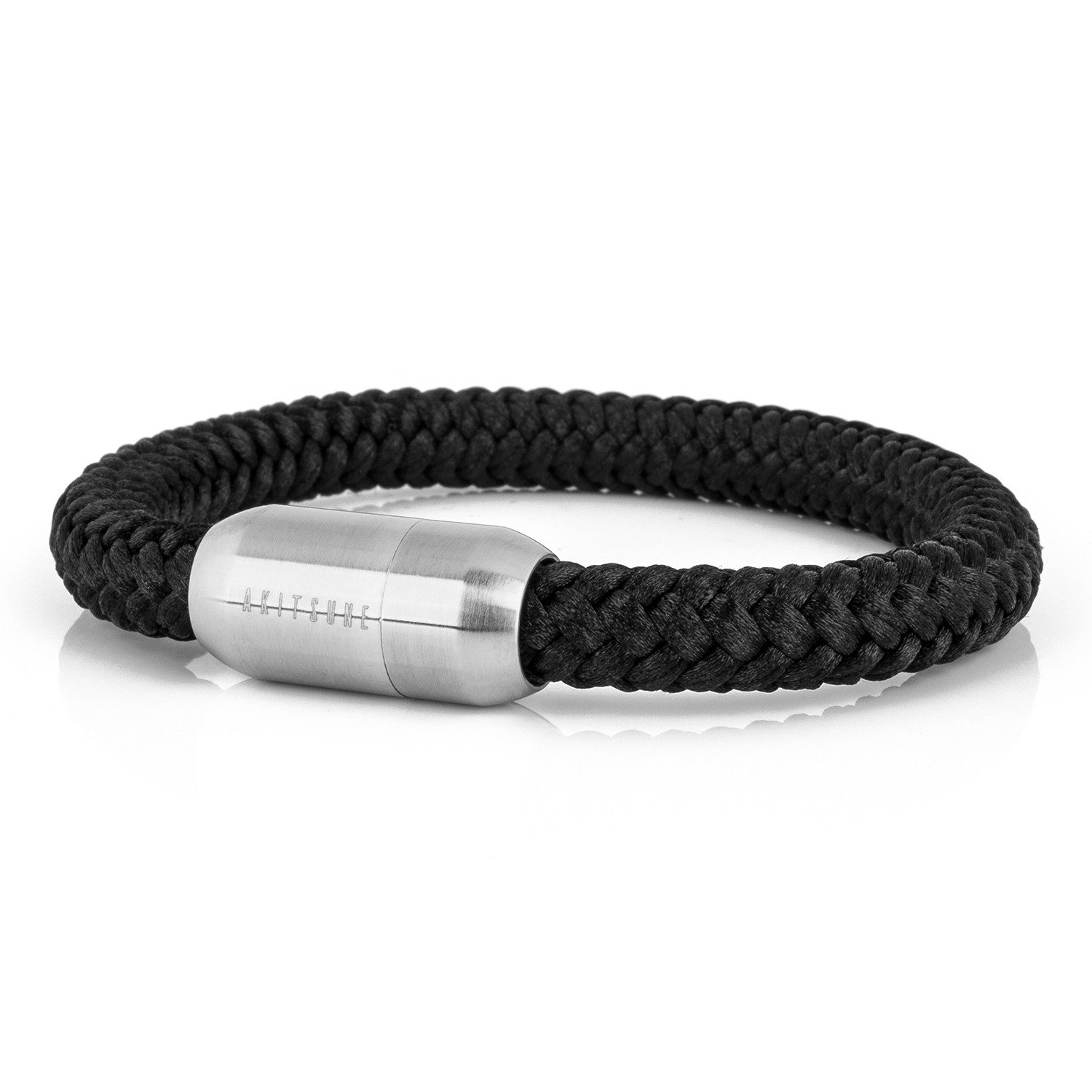 Akitsune Armband Portus Segeltau-Armband Mattsilber - Schwarz 22cm