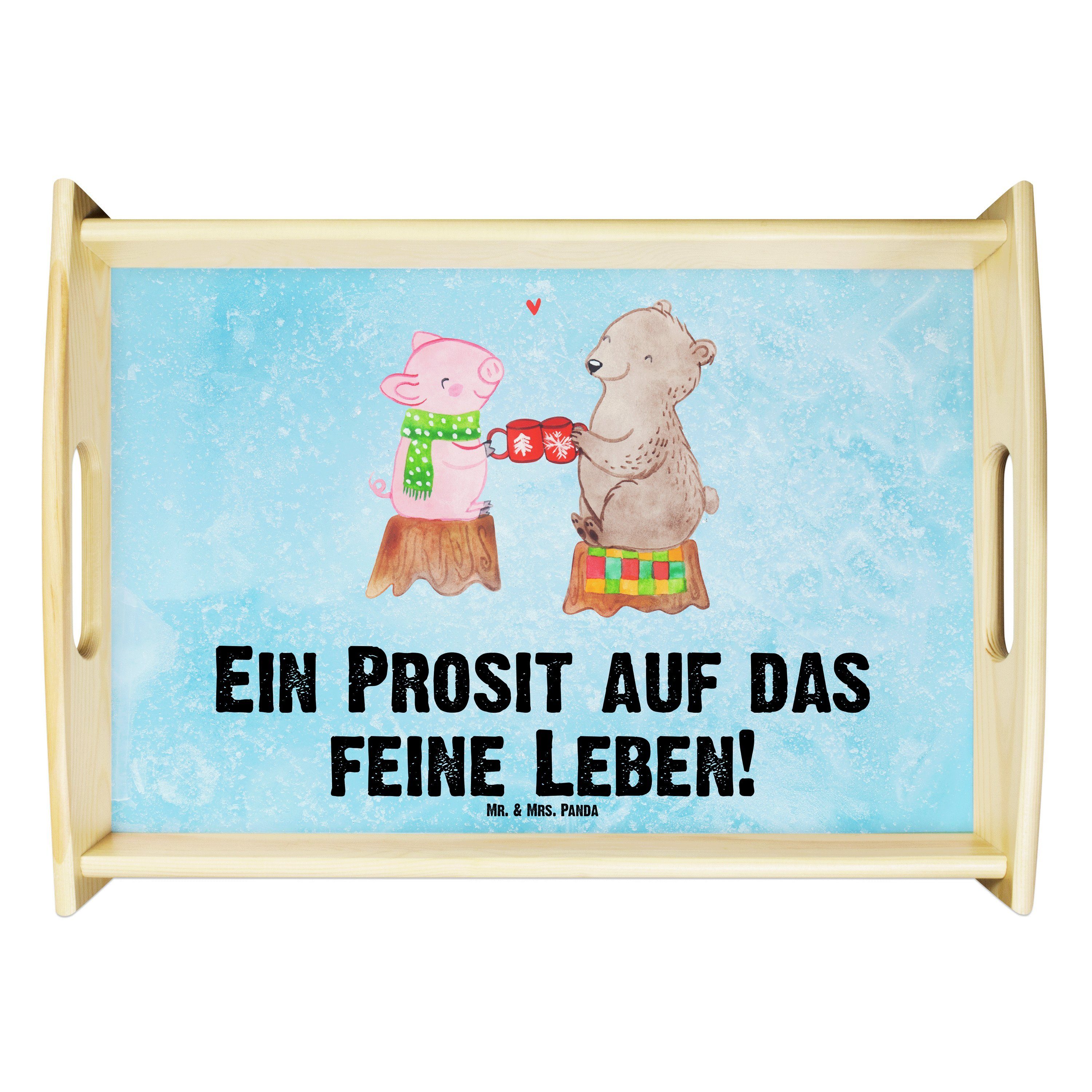 & Glühschwein Sause Tablett Geschenk, Eisblau Mrs. - (1-tlg) Holztablett, Mr. Tab, lasiert, - Echtholz Dekotablett, Panda