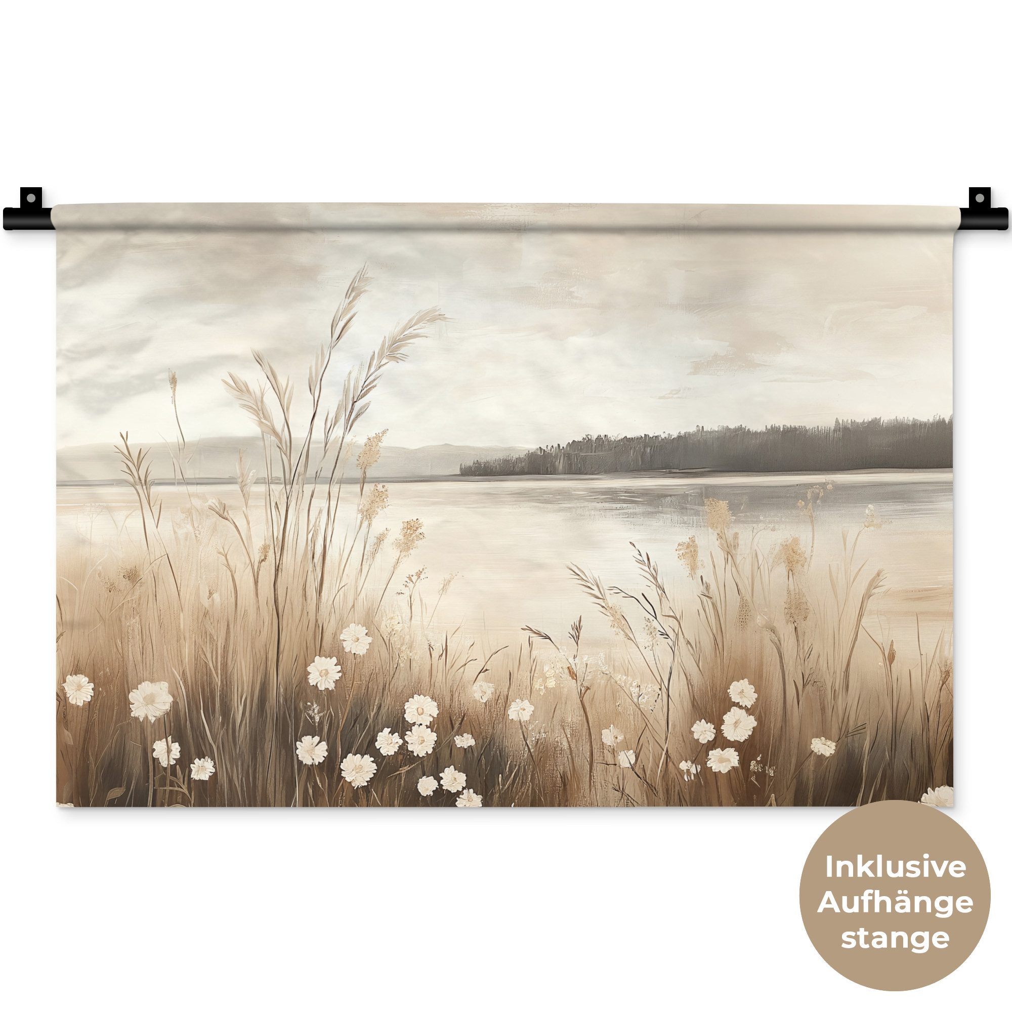 MuchoWow Wandteppich See - Wasser - Natur - Beige, Rechteckig, Höhe: 3 mm, günstig online kaufen