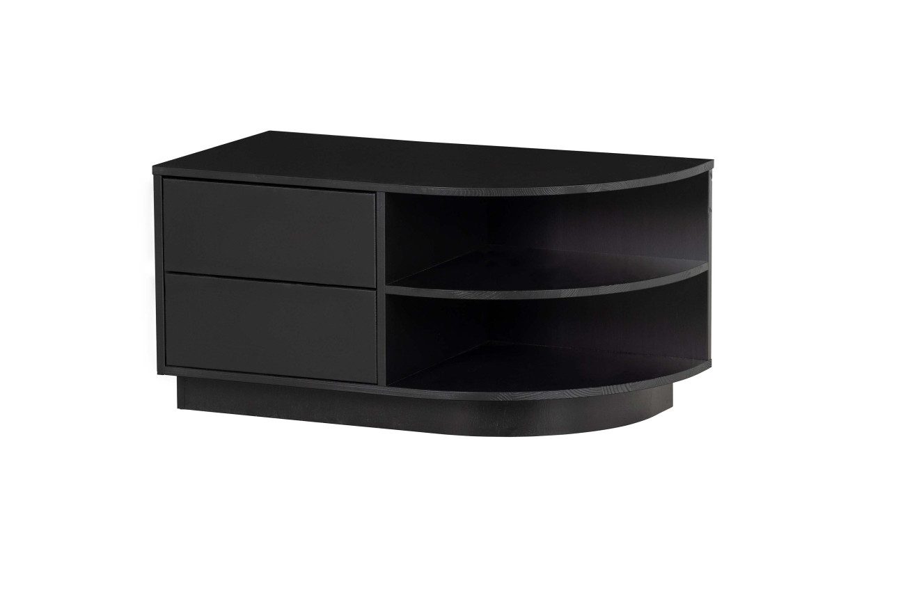 WOOOD TV-Board Fianca aus Kiefernholz Rund, Rechts, Push-to-Open-System