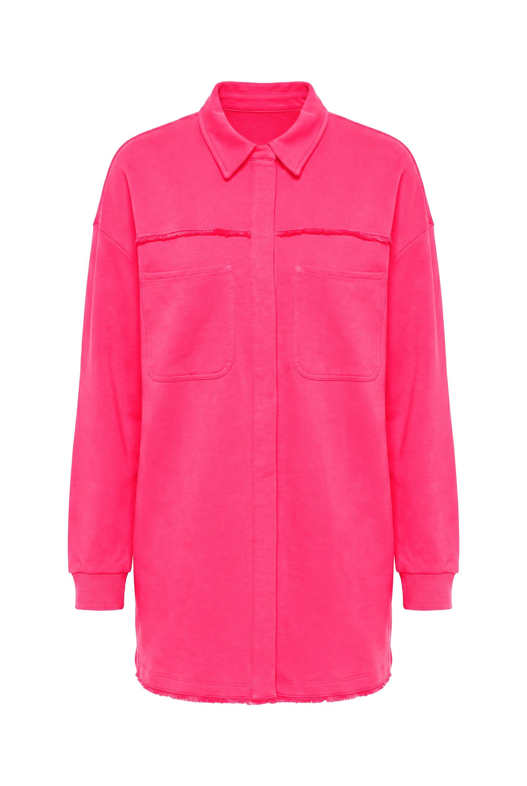 MIAMODA Sweatjacke Sweatjacke Loose Fit offene Form Fransenkanten