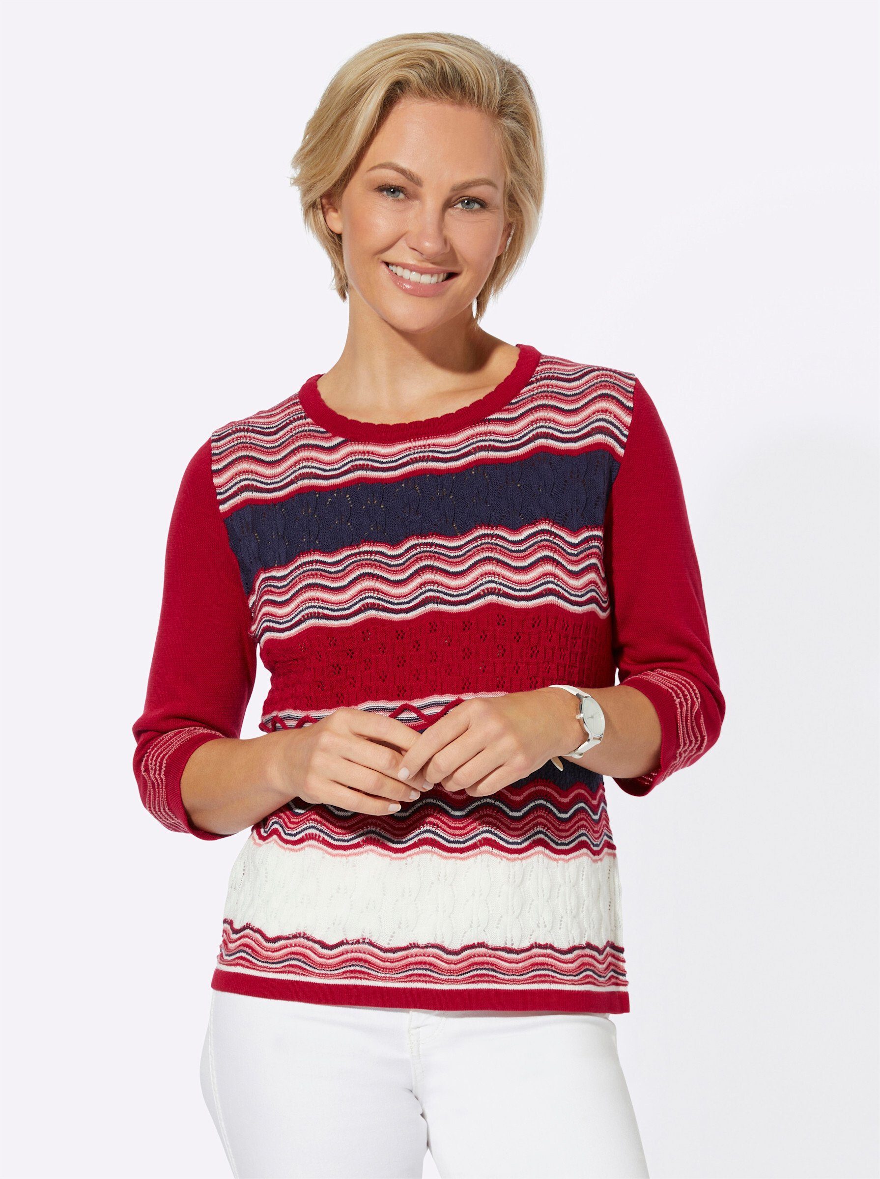 rot-marine-gemustert WITT WEIDEN Strickpullover