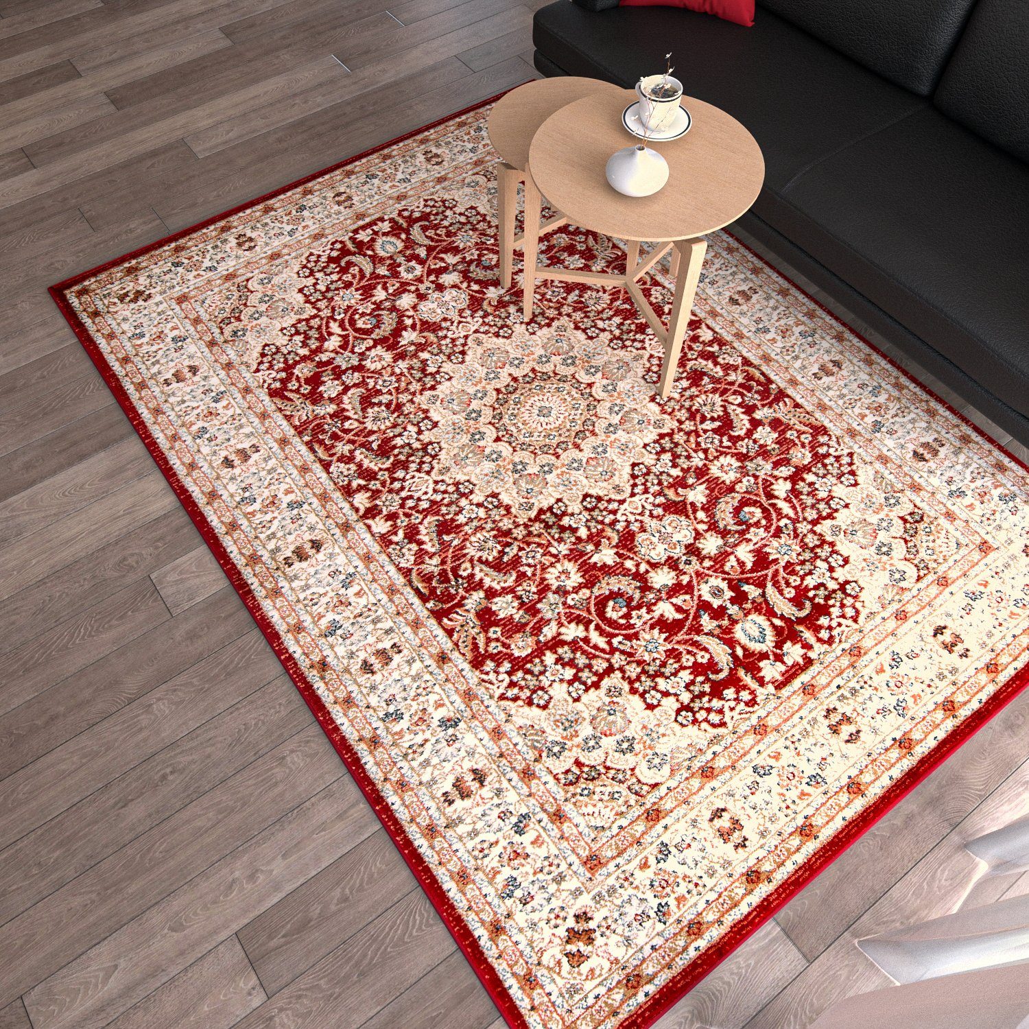 Teppich 60 Orient für x cm, Geeignet Wohnzimmerteppich 100 Orientteppich Rot Oriente Traditioneller Fußbodenheizung, Mazovia, - Pflegeleicht, Teppich Beige,