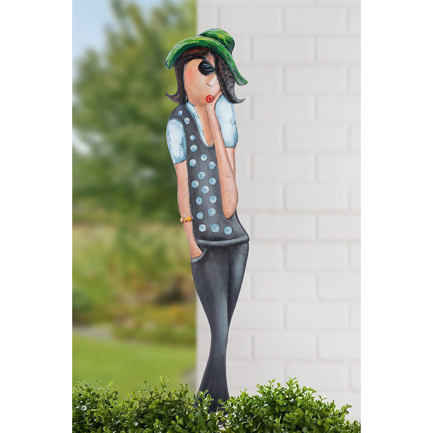GILDE Gartenstecker CELINE Gartenstecker - grau - Metall - H. 140cm x B. 25cm - Fraumotiv (1xGartenstecker, Gartendeko - Pflanzenstecker) Steckfigur - Beetstecker - Erdspieß - Beetdeko - Pflanzendeko