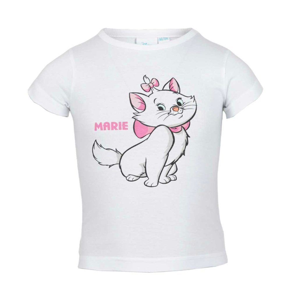 Disney Print-Shirt Aristocats Marie die Katze Kinder Mädchen T-Shirt Gr. 92 bis 128, 100% Baumwolle Weiß