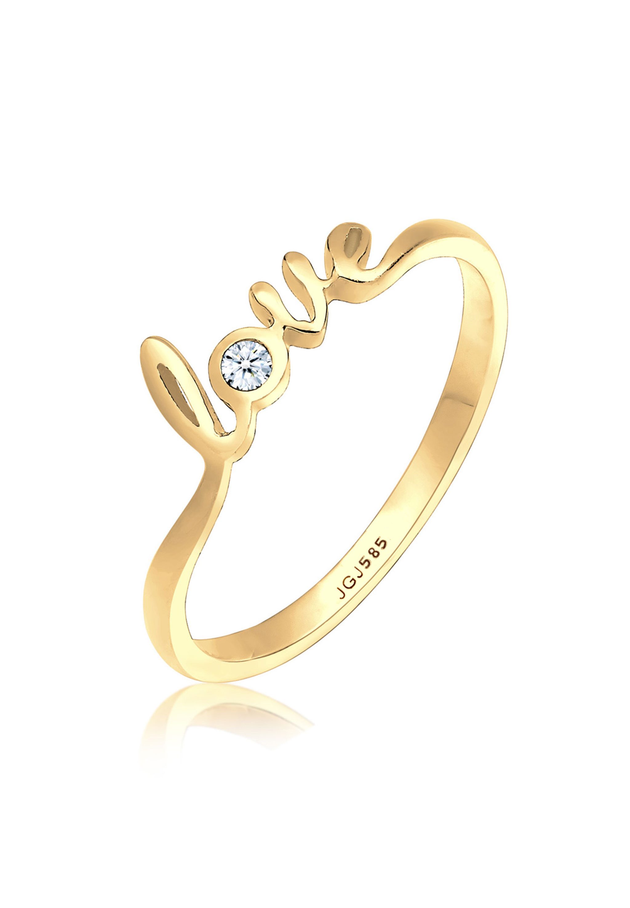 Elli DIAMONDS Verlobungsring Love-Schriftzug Diamant Weiß (0,03 ct) 585 Gel günstig online kaufen