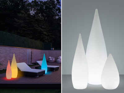 meineWunschleuchte LED Gartenleuchte, Dimmbare Boden-Laternen 3er SET mit Fernbedienung & Farbwechsler für draußen Balkon & Garten