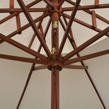 furnicato Sonnenschirm Doppeldeck 270×270 cm Holzstange Cremeweiß
