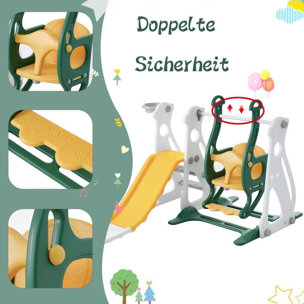 MDHAND Indoor-Rutsche 4-in-1, Spielset extra Hinterhof Lange Babyrutsche mit für Rutsche, und drinnen Basketballkorb, draußen, (1-tlg)