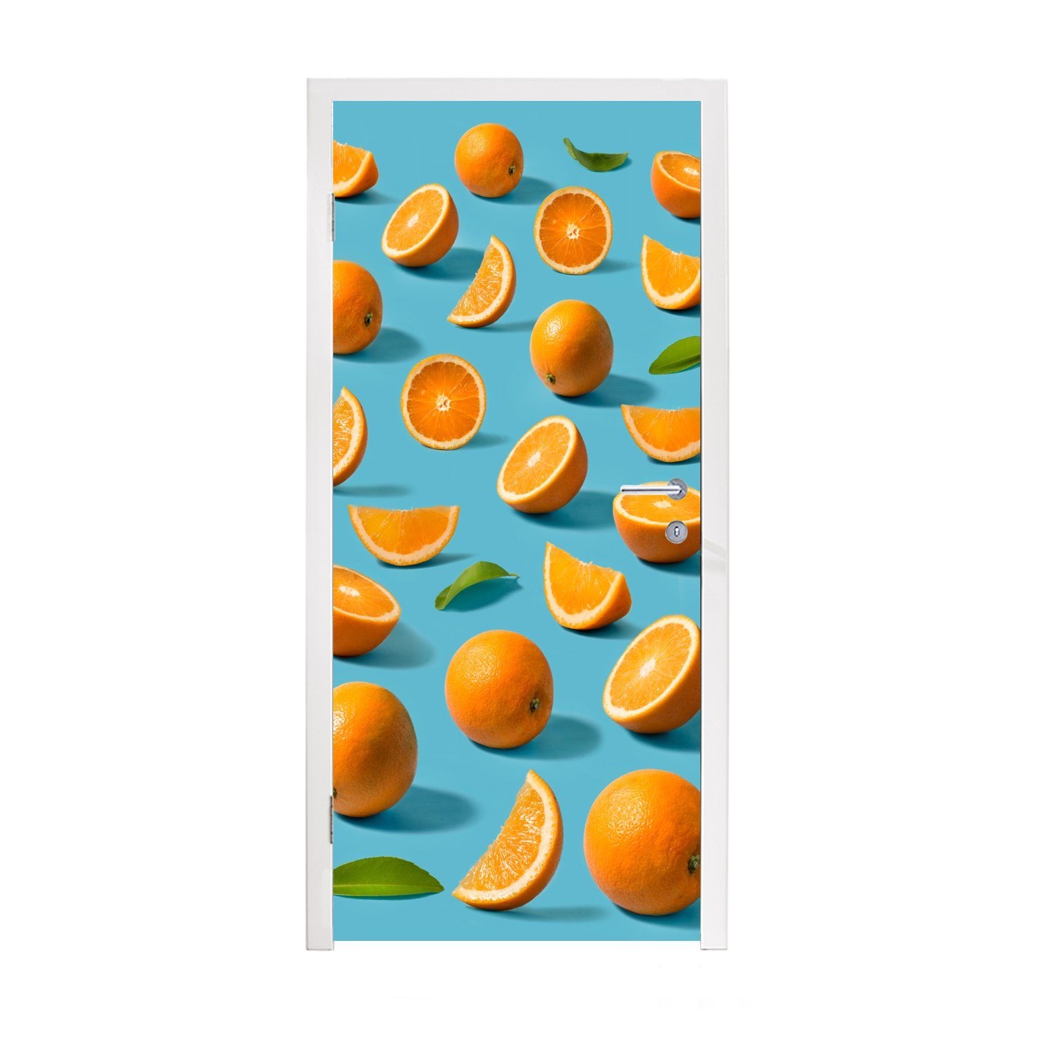 für Obst, bedruckt, - MuchoWow Türaufkleber, 75x205 - St), cm Matt, (1 Tür, Stilleben Fototapete Türtapete Orange