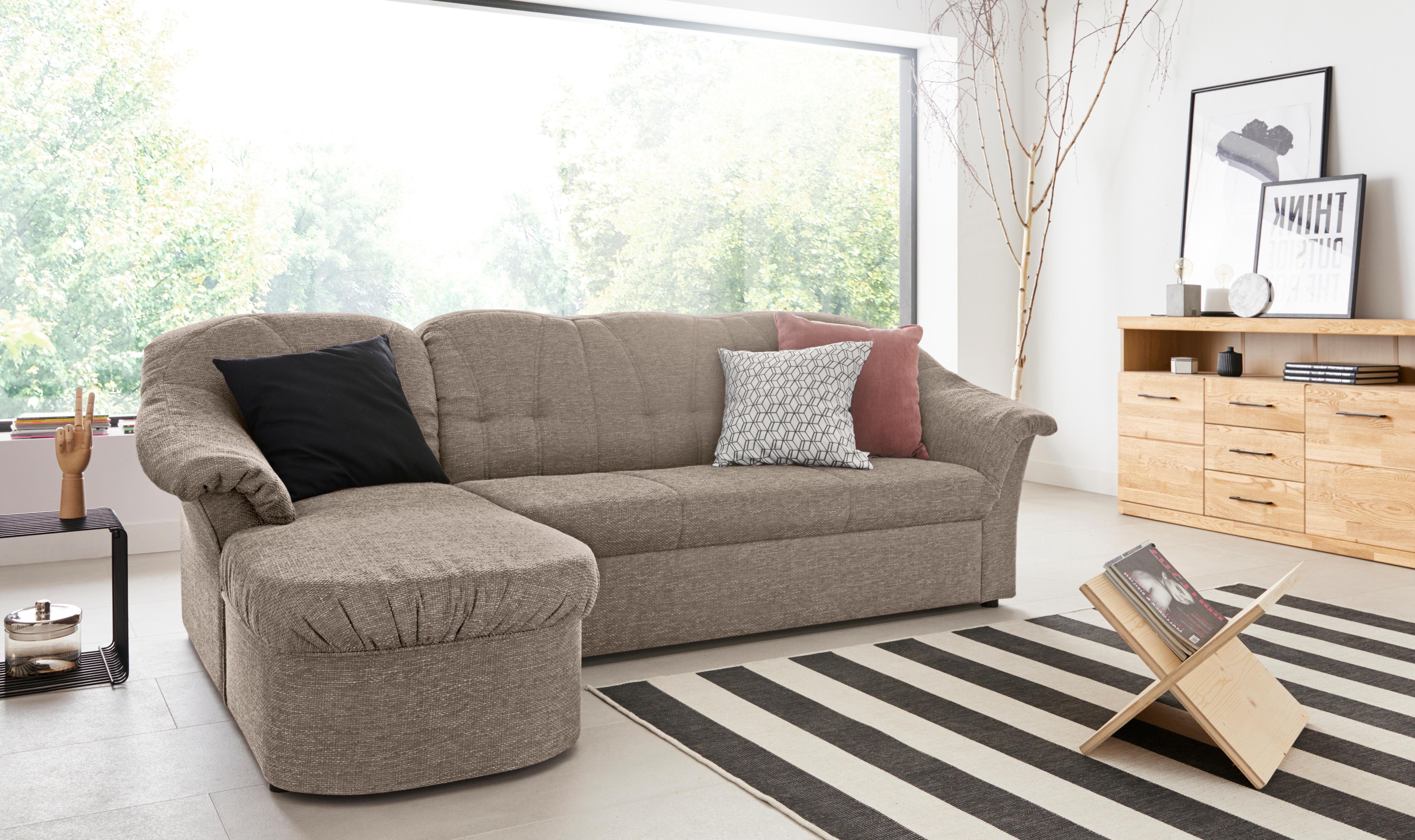 DOMO collection Ecksofa "Pegnitz, elegante Rückensteppung, kompakte Stellma günstig online kaufen