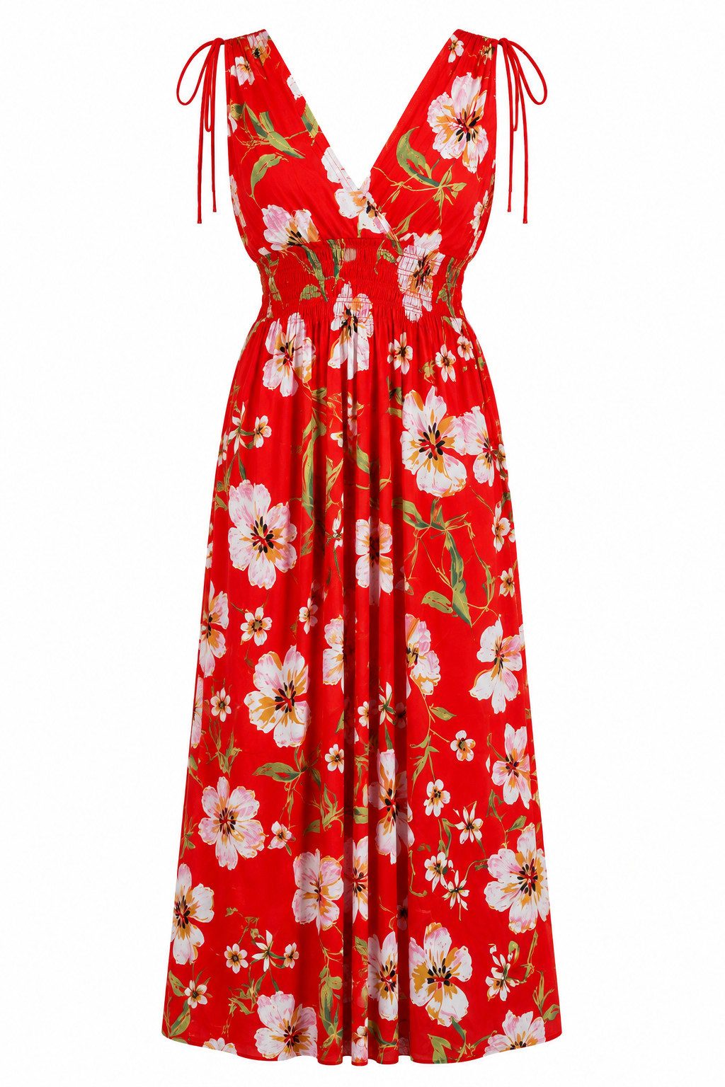 ITALY VIBES Sommerkleid - sommerliches Maxikleid mit Floralem Print und V-Ausschnitt für Damen