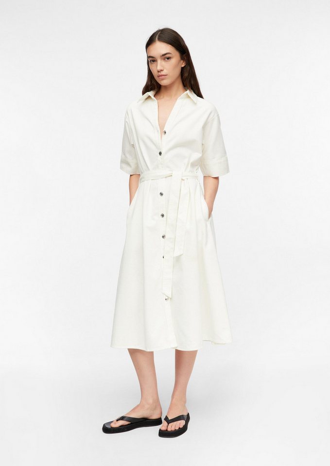 comma Midikleid Kleid Denim-Kleid mit Gürtel und Eingrifftaschen