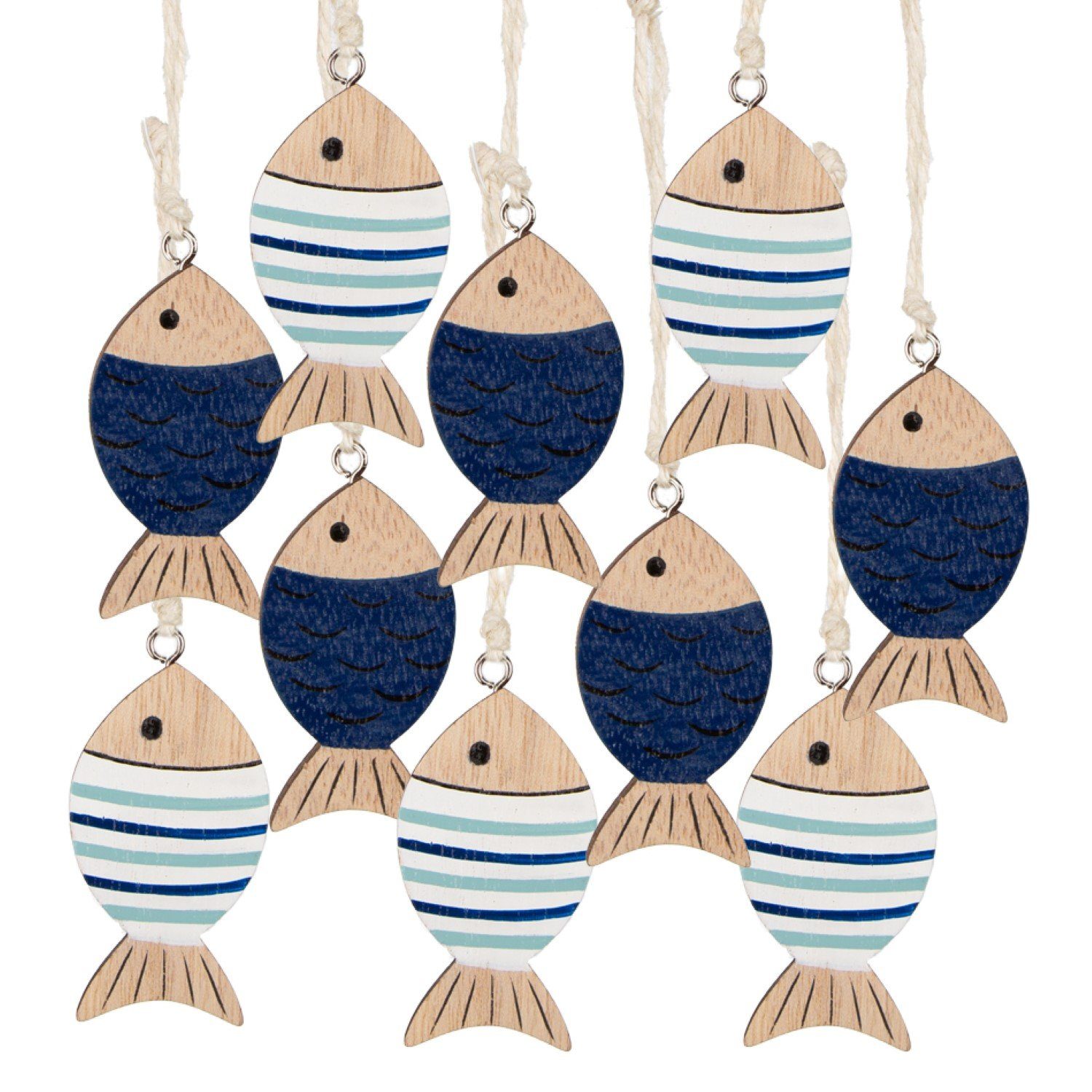 Dekohänger Holzfische Fische Anhänger blau natur 5,5 cm
