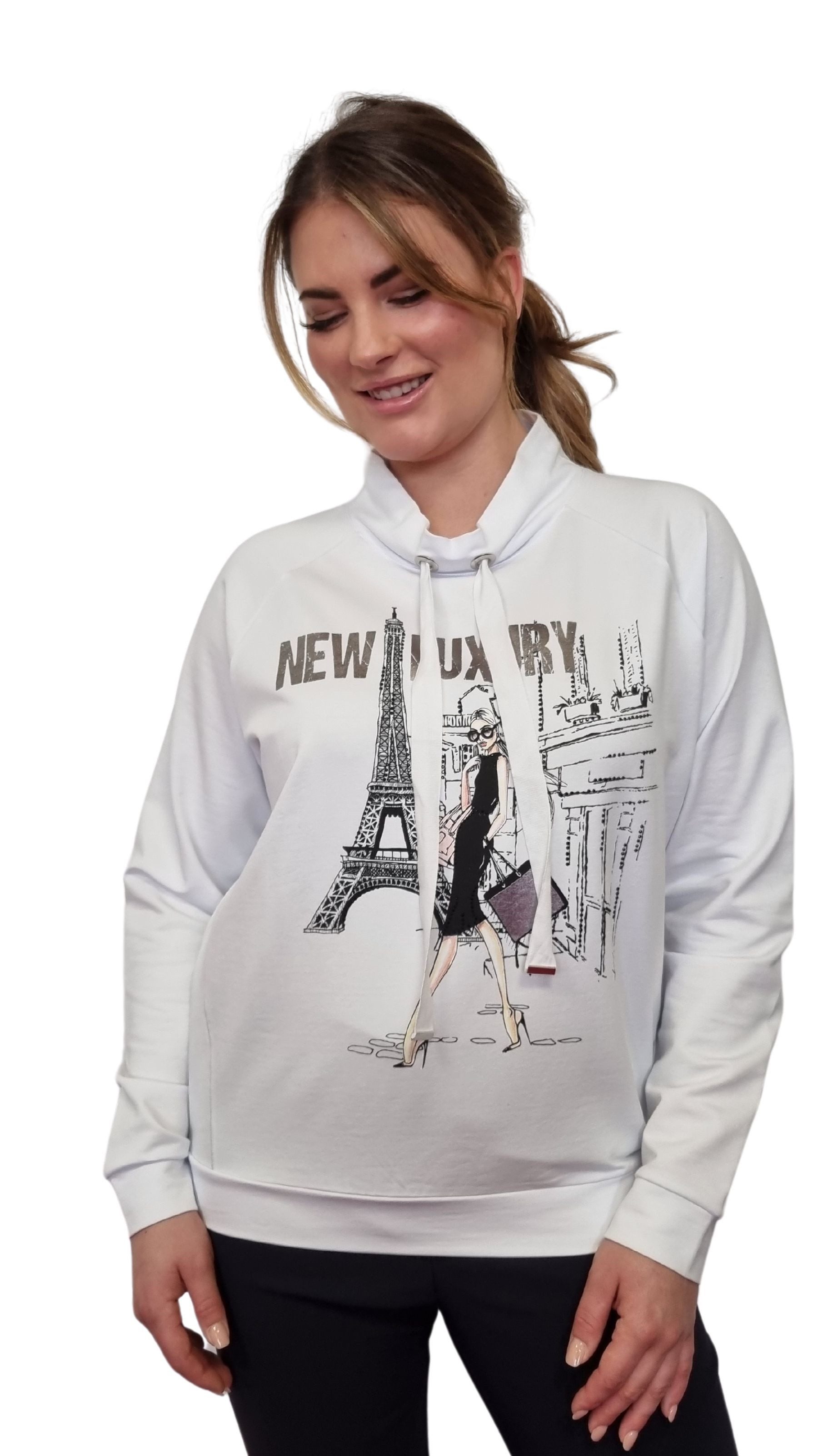 Sweatshirt 190-1117, leichtes Sweatshirt mit Stehkragen und Tunnelzug
