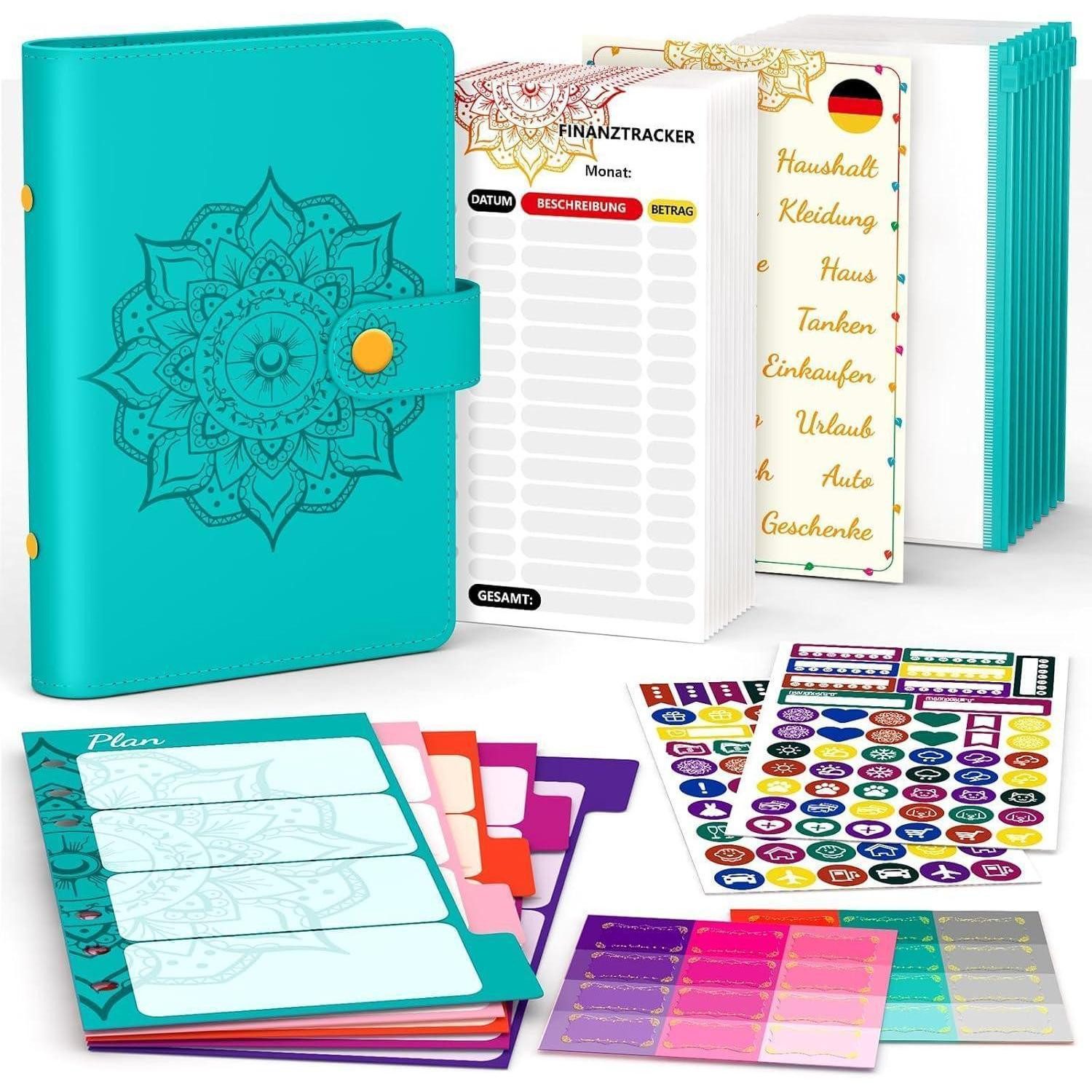 Aocii Organisationsmappe Budget Planner Deutsch A6 - Finanzplaner Haushaltsbuch Sparbuch Geld